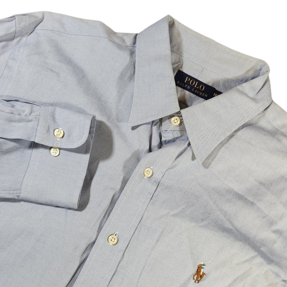 Ralph Lauren The Iconic Oxford Shirt Cotton Dress Shirt Blue Mens 16 1/2 34-35